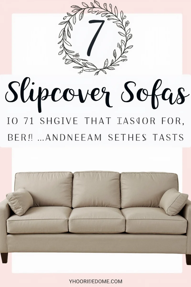 Stylized slipcover sofa with decorative elements