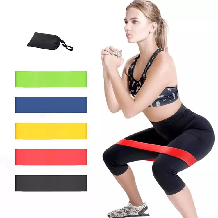 

Factory Price Latex Set of 5 Stretch Exercise Booty Bands Set Customized Elastic Band Resistance Band for Fitness, Green/blue/yellow/red/black