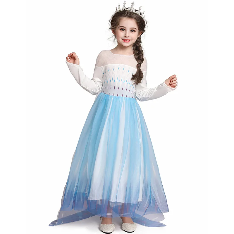

Kids frozen dress elsa princess costume girls dresses 2-12 princess frock design Long Sleeve, Other colors can be customized