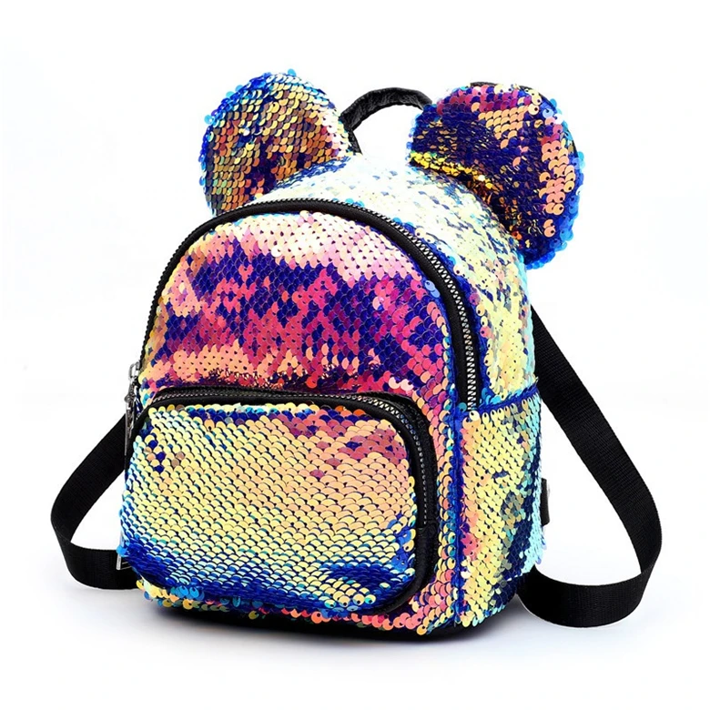 

Custom Small Travel Children Baby Cartoon Mouse Ears Bags Kids Fashion Mini School Kids Sequin Backpack