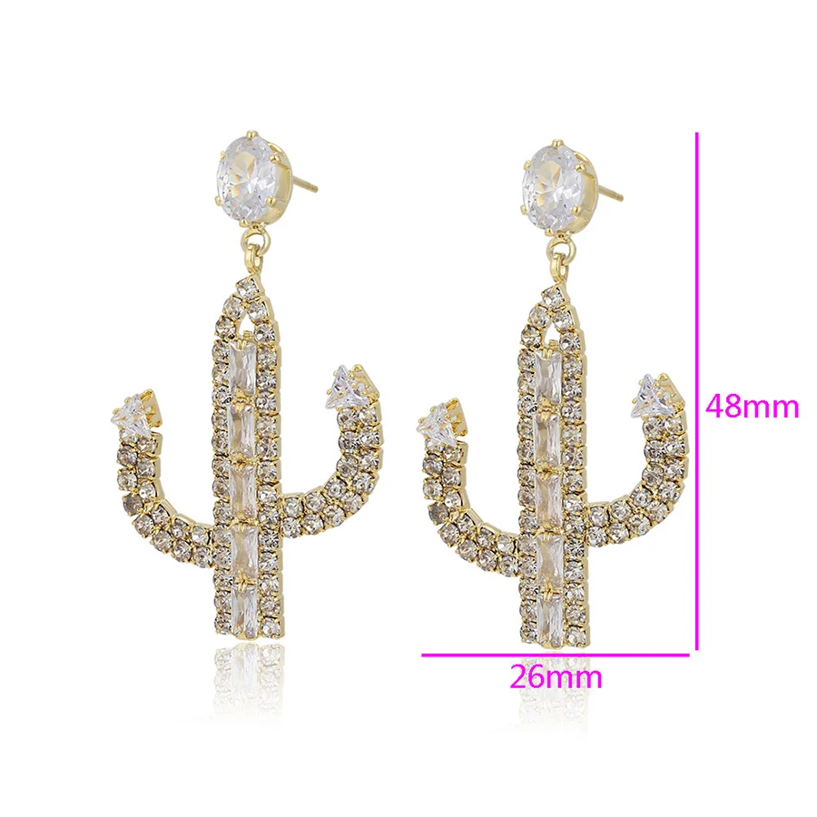 

earring-926 xuping Personalized cactus drop hoop earrings stone hoop 14k gold plated earrings earring for women