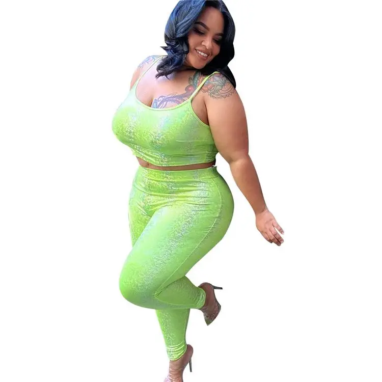 

Womens clothing 2021 2 piece set women plus size women clothing Sexy hot stamping two-piece suit hejJ5097