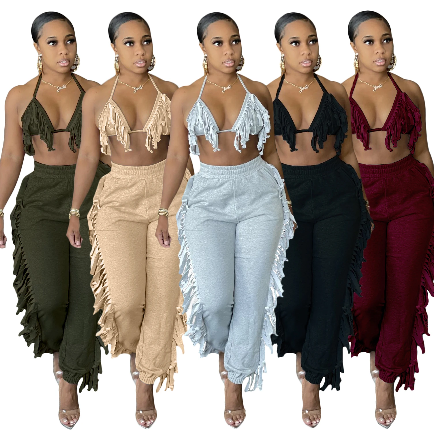 

Summer 2021 sexy ladies bikini top pants two pieces set