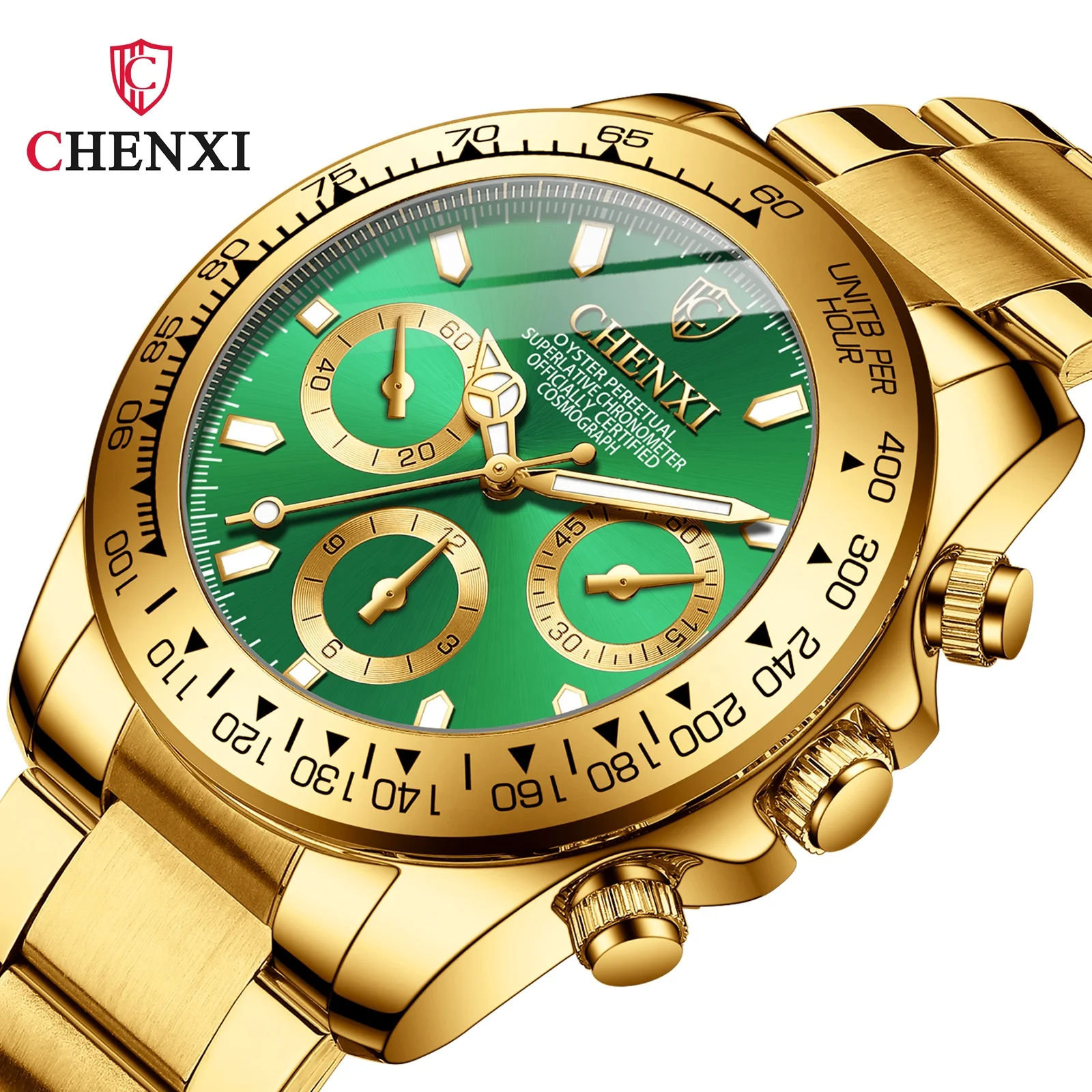 

Quartz Watches Men Wrist Luxury Brand Chronograph Luminous Watertight Complex Multifunction Sports Movement Mens Gold Watch, Mix