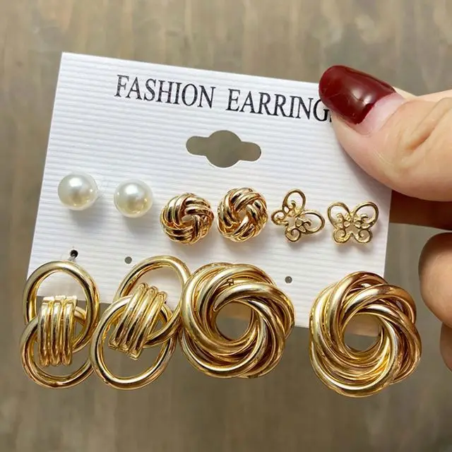 

YHY Geometric Hoop Earrings Set piercing jewelry dropship for free shpping, Gold plated
