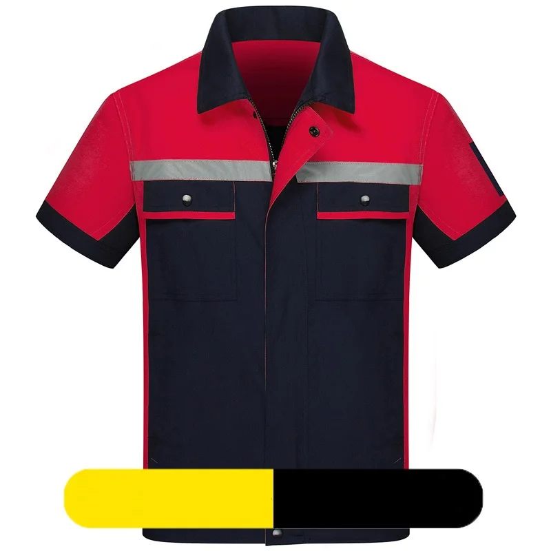 

Worker Overall Factory Work Wear Engineering Working Uniform Shirt Short Sleeve Mechanic Working Clothes, 6 colors