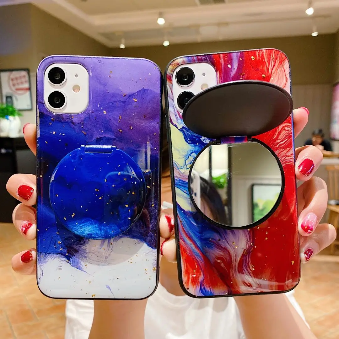 

2021 Fashion Makeup Mirror Soft Silicone Cell Phone Case For iPhone 12 Pro Max 11 XS XR X Cellphone Cover Fundas Para Celular