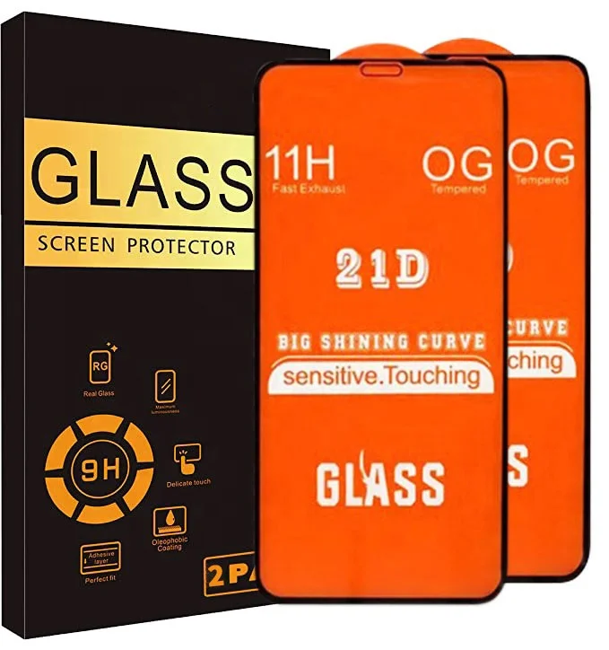 

Amazon Hot Selling 21D 2 Packs Full Mobile Phone Tempered Glass Case Friendly Screen Protector for iphone 13 Pro Max