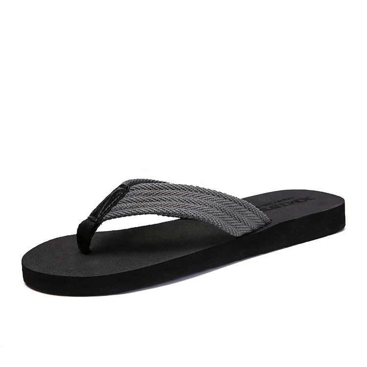 

Summer Slippers Convas Strap Outdoor Flipflops Non-slip Beach Flat Shoes PVC Flip Flops Men 2020, Customized color