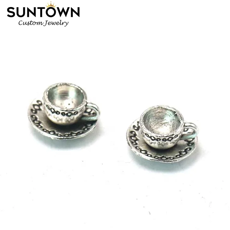 

Suntown Silver Plated Alloy Jewellery Tea Cup Necklace Pendant Plate Jewelry Findings Jewelry Base Wholesale Pendant Charm