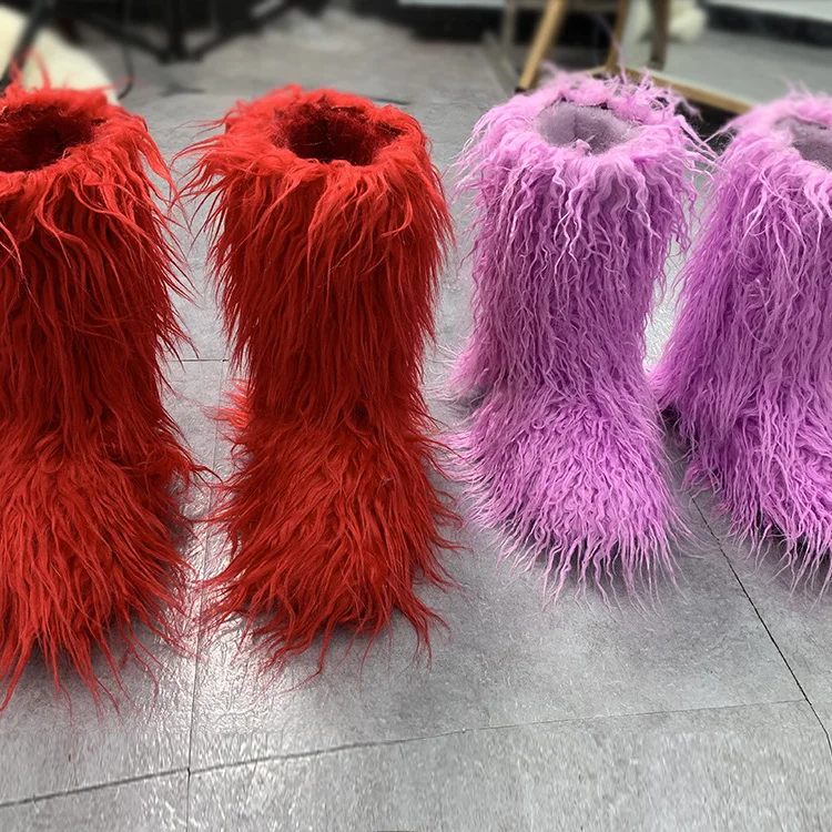 long hair fur boots