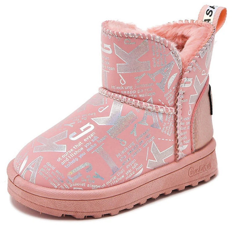 

Dropshipping Custom Logo Winter Warm Girl Fashion Snow Boots with Fur Outdoor Kids Casual Shoes Anti Slipper