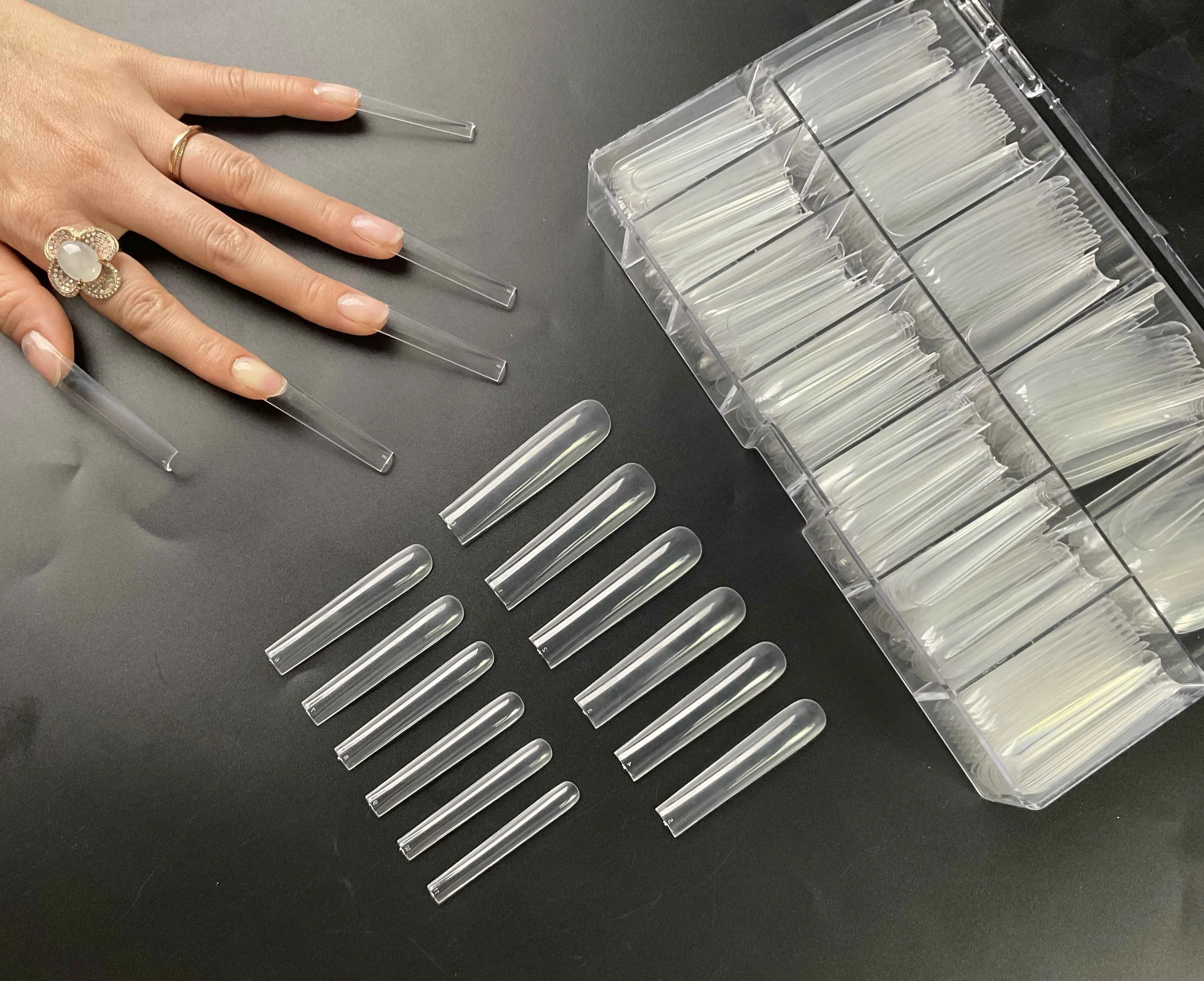 

360pcs/box 3xl Long Square Full Coverage Clear Nail Tips High Quality ABS Material Press On Nails, Clear.nature