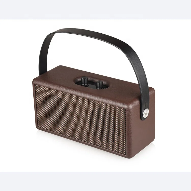 

NEW BT Speakers Wooden Dual Horn Speaker Wireless Outdoor Portable Music Player Stereo Imitation Leather Wood Speaker