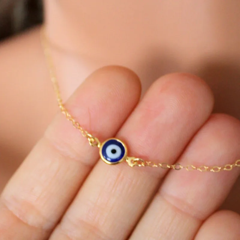 

Amazon Best Selling 18K Gold Plated Oil Drip Evil Eyes Necklaces Enamel Turkish Blue Eye Necklaces For Women Girl
