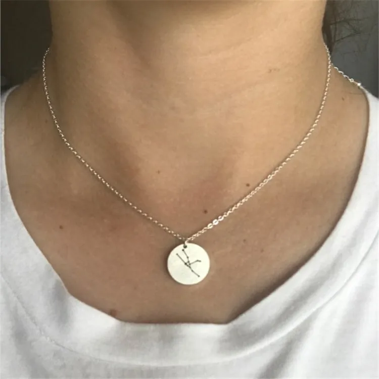 

AliExpress Hot Selling 12 Constellation Necklace Stainless Steel Men and Women Constellation Necklace Disc Pattern Pendant, Picture shows