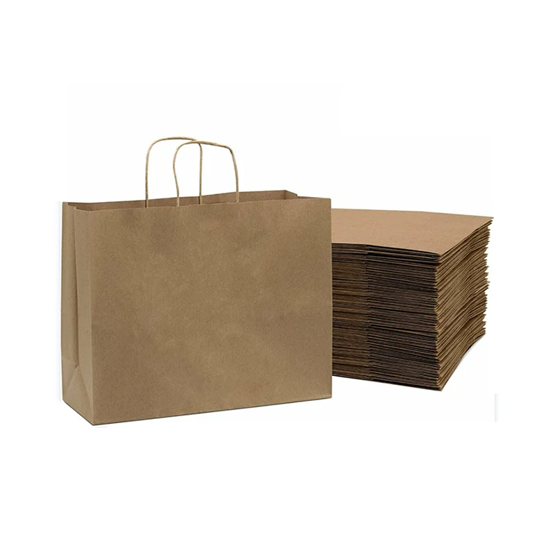 

HDPK Large Size Luxury Clothes Packaging Paper Bag With Your Own LogoRecycled Brown Kraft Paper Bagcustom paper bag