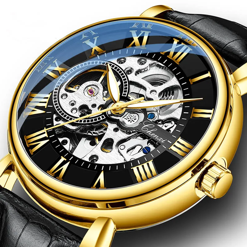 

Factory Cheap Price Men's Silicone Automatic Men Gold Watch Mechanical Watches, As shown in the picture
