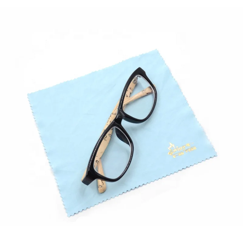 

200gsm 15X18 cm embossed logo microfiber jewelry eyeglasses cleaning cloth, White with transfer printing logo