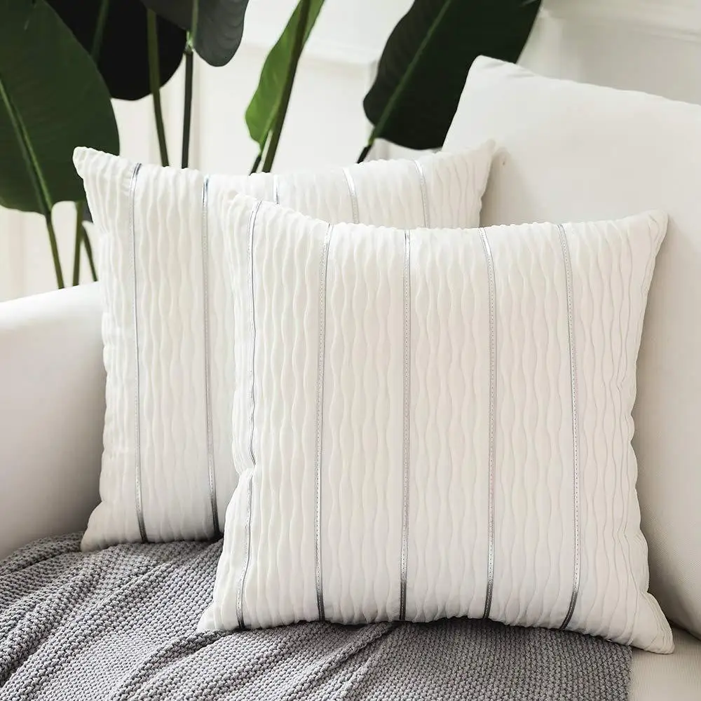 

Beauty 45 by 45 cm decor white velvet throw pillow cover for sofa