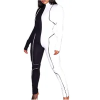 

Women Skinny Fitness Jumpsuit Active Wear Rompers Patchwork Fashion Casual Streetwear Autumn Long Bodysuits Y12555