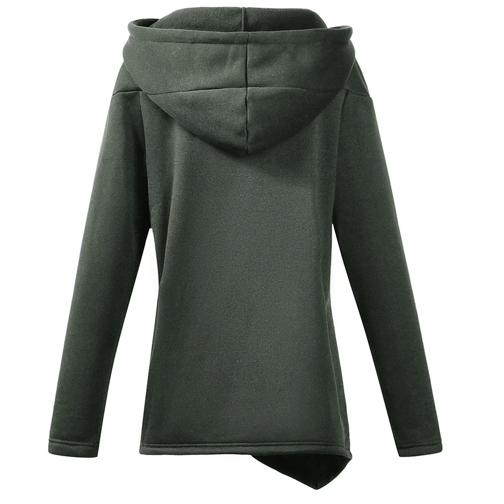 

WW-0332 Inclined Zipper Fleece Europe And The United States Women's Irregular Coat Pocket Winter Jacket Winter Long Woman Coat, Same as picture