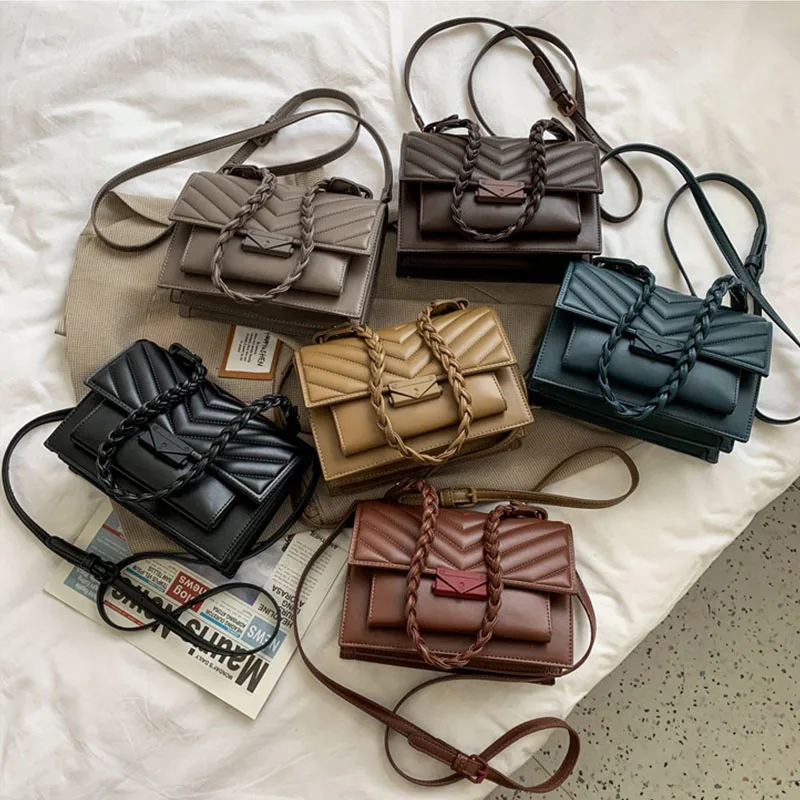 

Fashion Gifts Personality Retro Pu Leather Shoulder Crossbody Bags Square Classy Handbags For Women, 6 colors