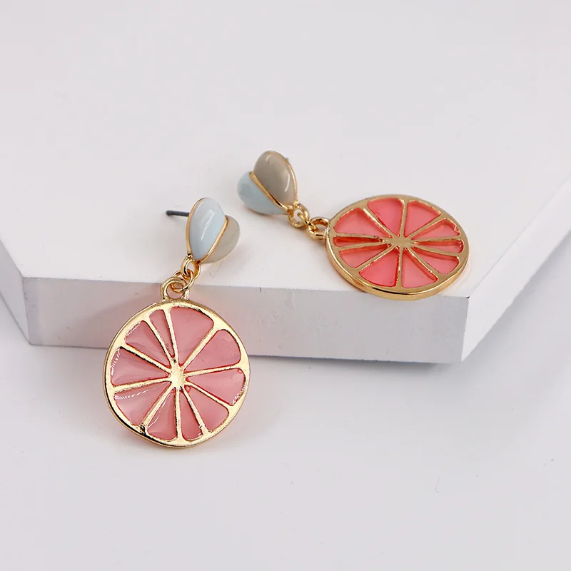 

New Arrival Top Selling Good Quality Simple Fashion Fruit Element Alloy Temperament Orange Personality Jewelry Earrings Trendy