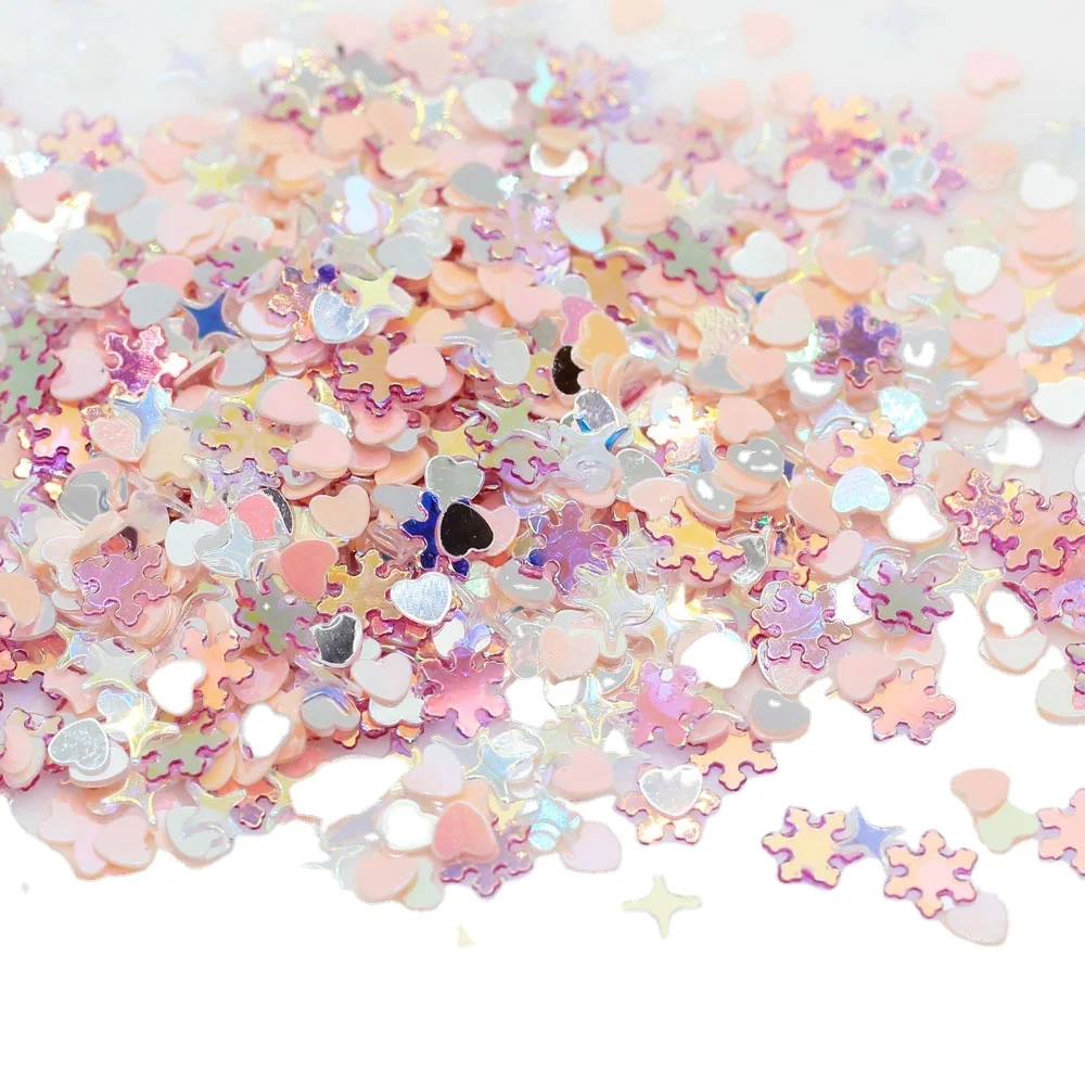 

Mix White Pink Purple Nail Sequin 3mm Star Heart Flower PVC Loose Sequins Paillettes DIY Nail Art Confetti Decor