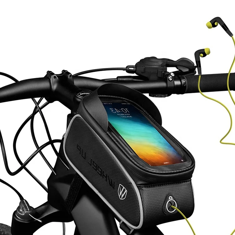 

OEM Upper Pipe Bag Road Bike Travel Bag Bike Accessories Bag Bicycle with Earphone Hole Design, Black