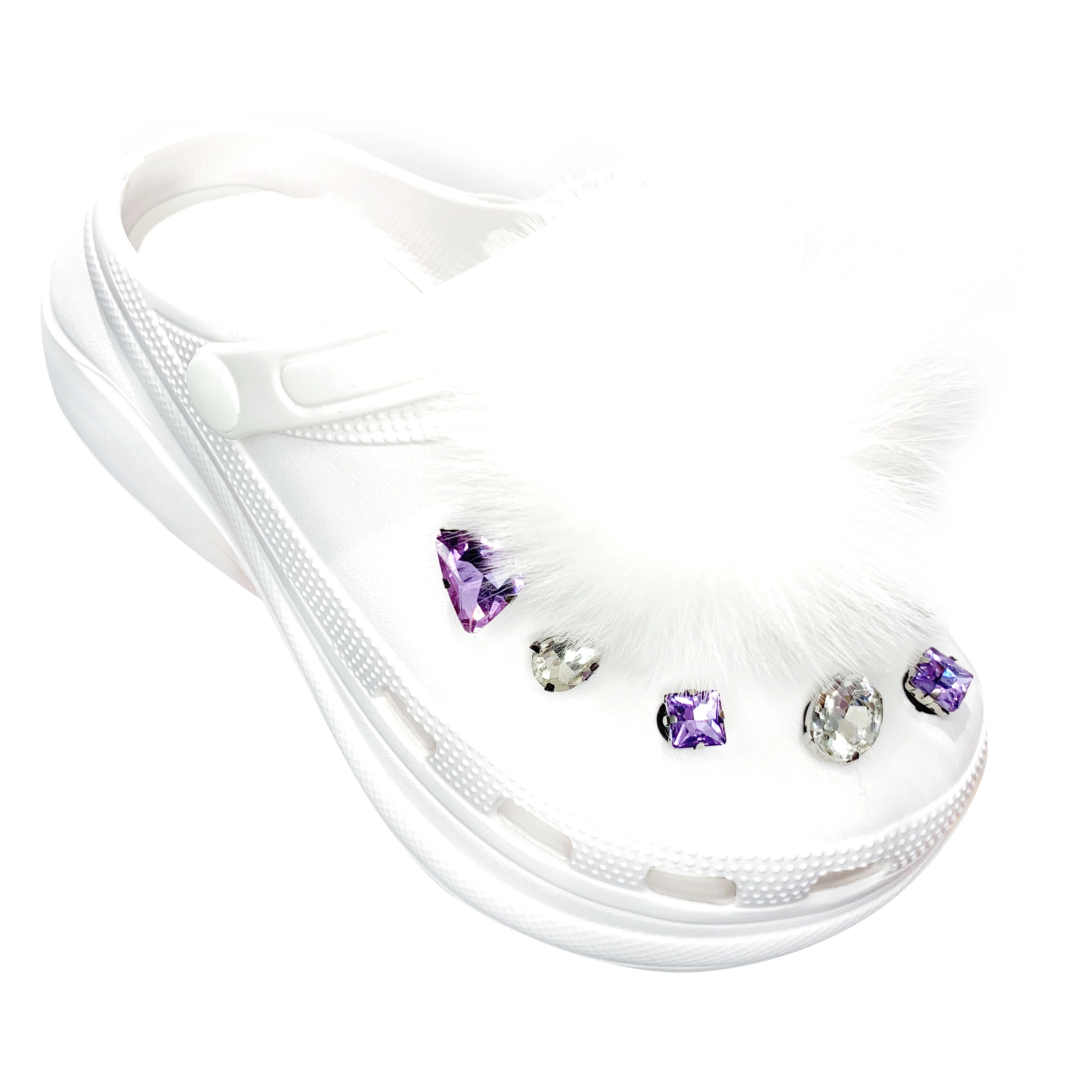 

2021New Fashion Croc Luxury Charms Women's Clogs Fashion Fur Slippers