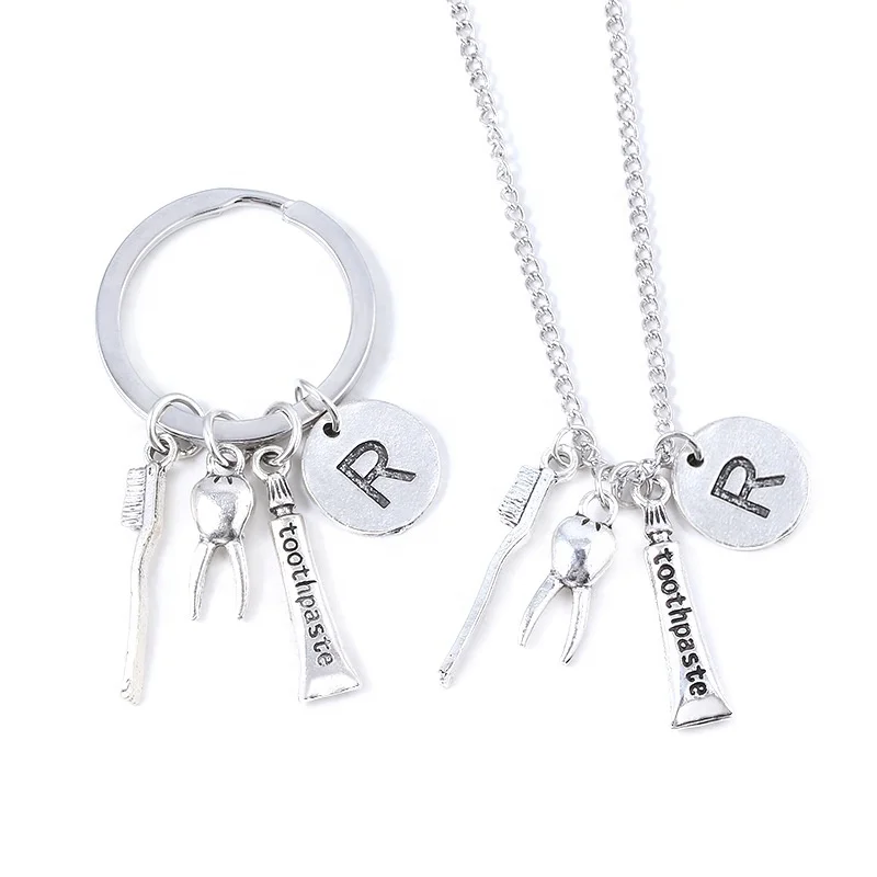 

Wholesale fascinating madical RN keychain tooth brush necklace