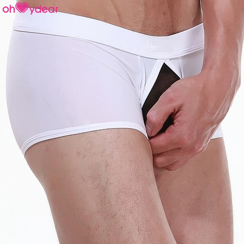 

On Sale Three Colors Knitted See Through Men Underwear Cheap Boxer Briefs