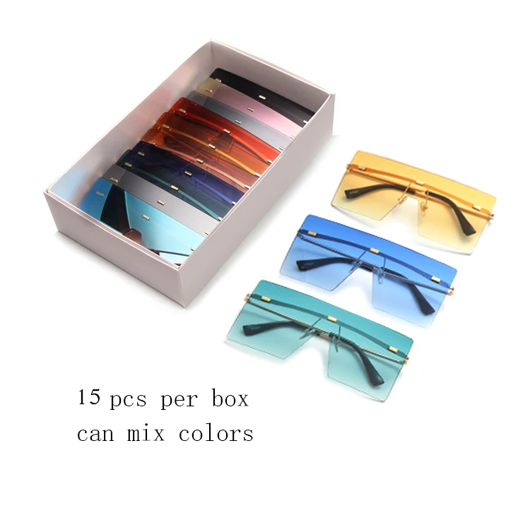 

SKYWAY Free Shipping 15Pcs Per Box Fashion Women Sun Glasses Oversized Square Rimless Gradient Sunglasses