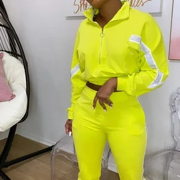 

s163a New arrival sport women two-piece set+Long-sleeved jacket popular in autumn and winter with pocket trouser suits, 4 colors