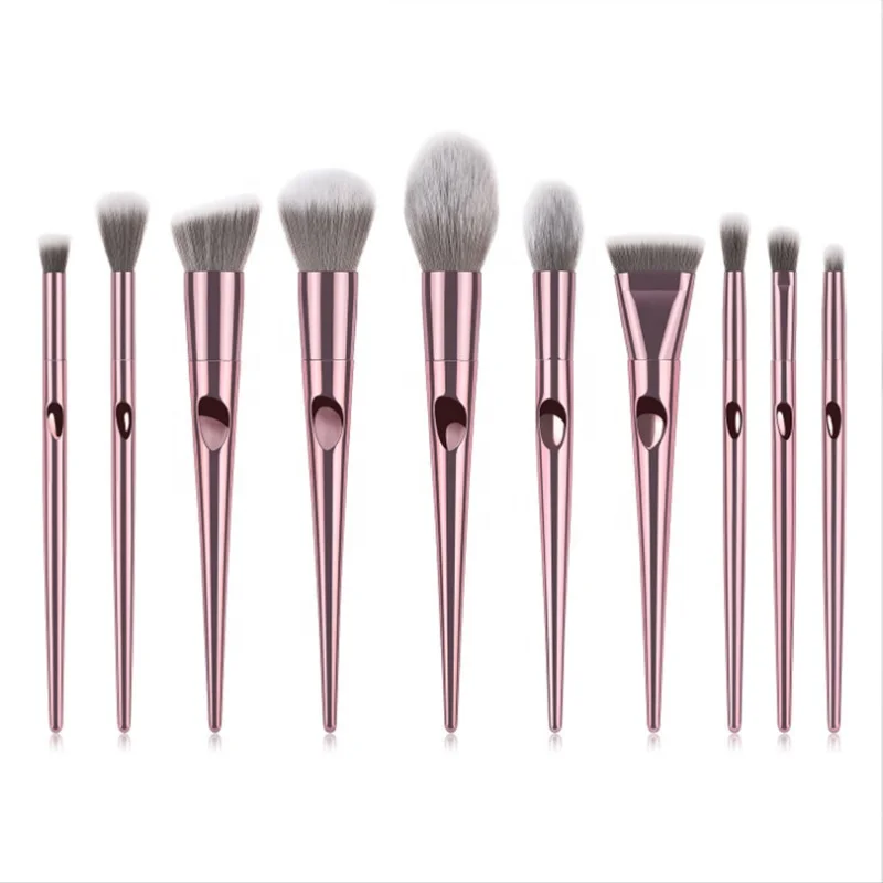 

Makeup brush factory 10pcs professional rose gold handle makeup brush set with private label