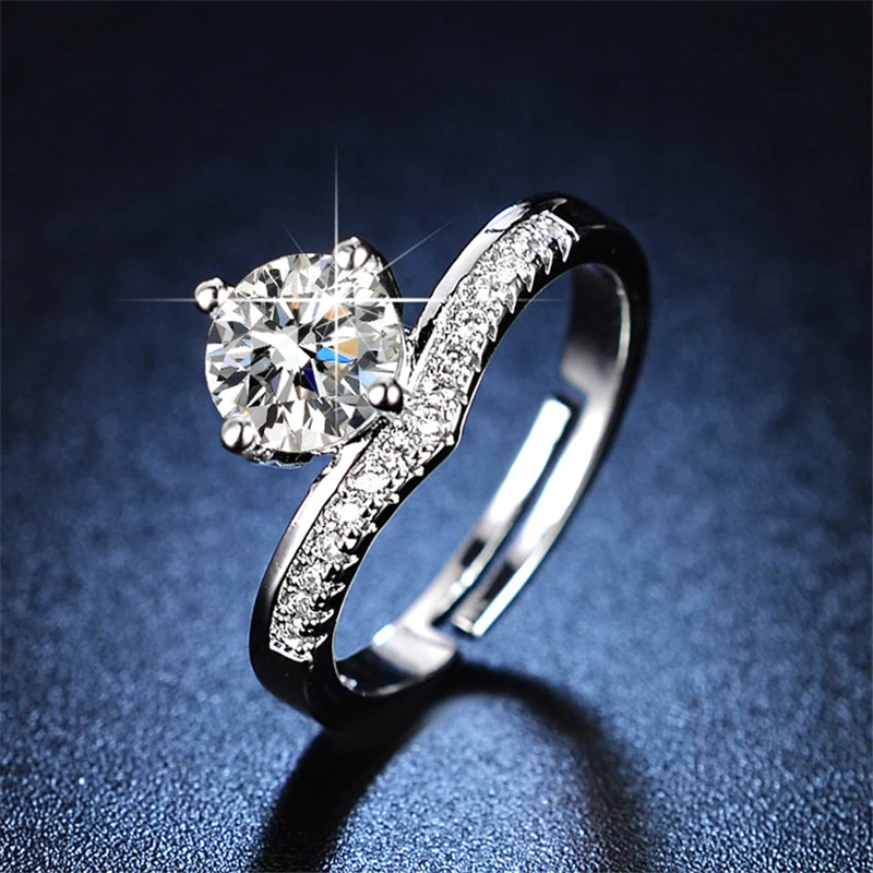 Fashion 1 CT Women Bridal Jewelry Silver Color Rings Wholesale Engagement Ring Wedding Rings for Women
