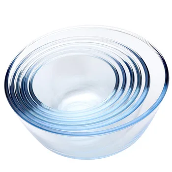 

2020 New Arrival high borosilicate glass salad bowl with PP lid glass mixing bowl, White