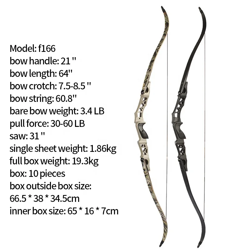Archery Hunting Recurve Bow 64 Inch Factory Outlet Takedown Alloy Ilf