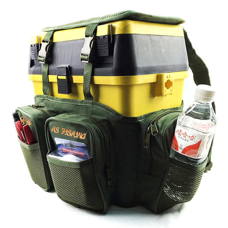 

WEIHE Multifunctional nylon Waterproof backpack outdoor sport fishing seat box with outside bag, Green