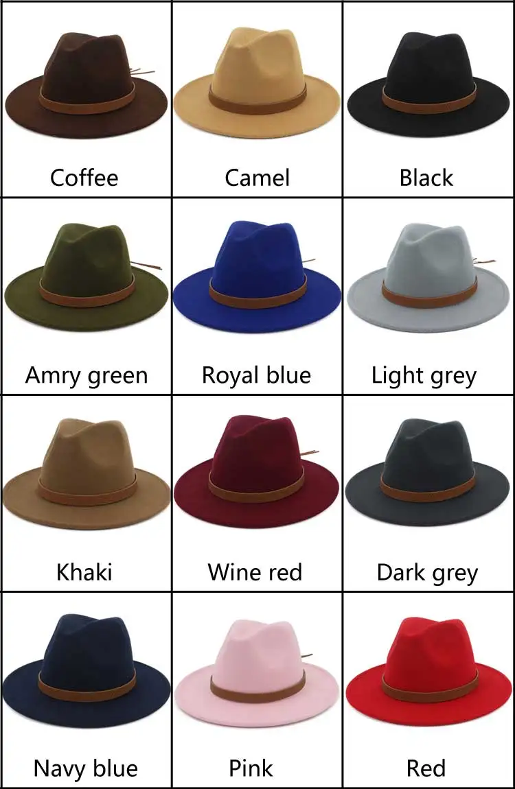 New Design Men Women Wool Felt Fedora Hat Panama Cap With Leather Band