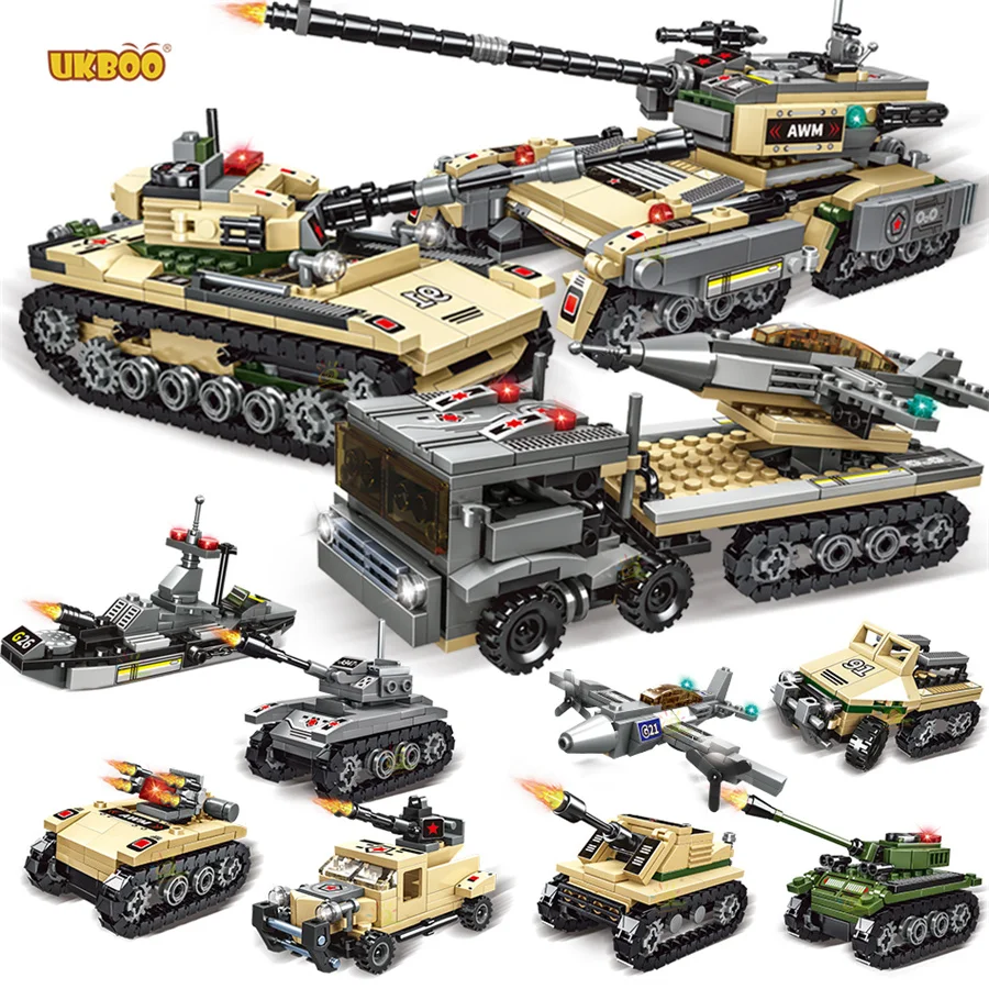 

Free Shipping UKBOO Military Variety Styles WW2 Army Tank Bomber Plane New Hot Selling Toy Brick Building Blocks Toy