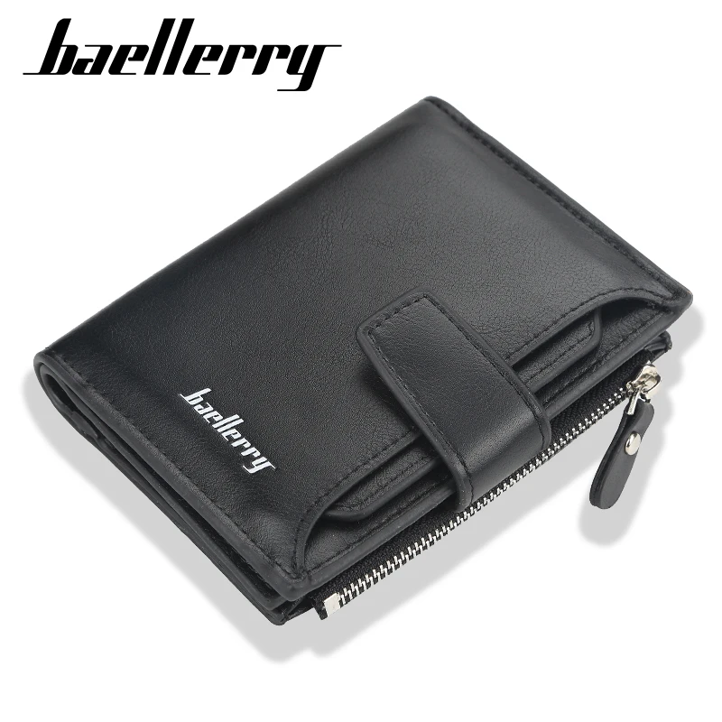 

2021 baellerry fashion vegan PU leather short pocket card holder men's wallet