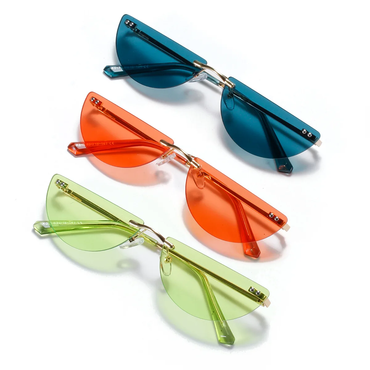 

Semicircle Frameless Metal Eyewear Hionable Colored Female Sunglasses