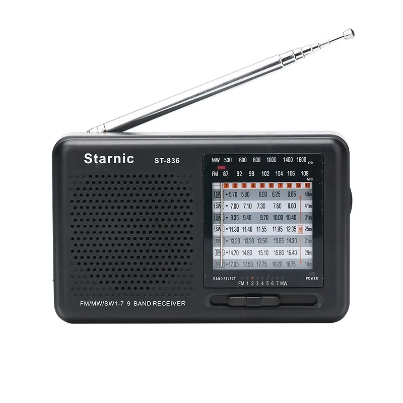 

Black no screen AM FM SW 1-7 9 band AA*2 batteries operated shortwave radio with earphone jack