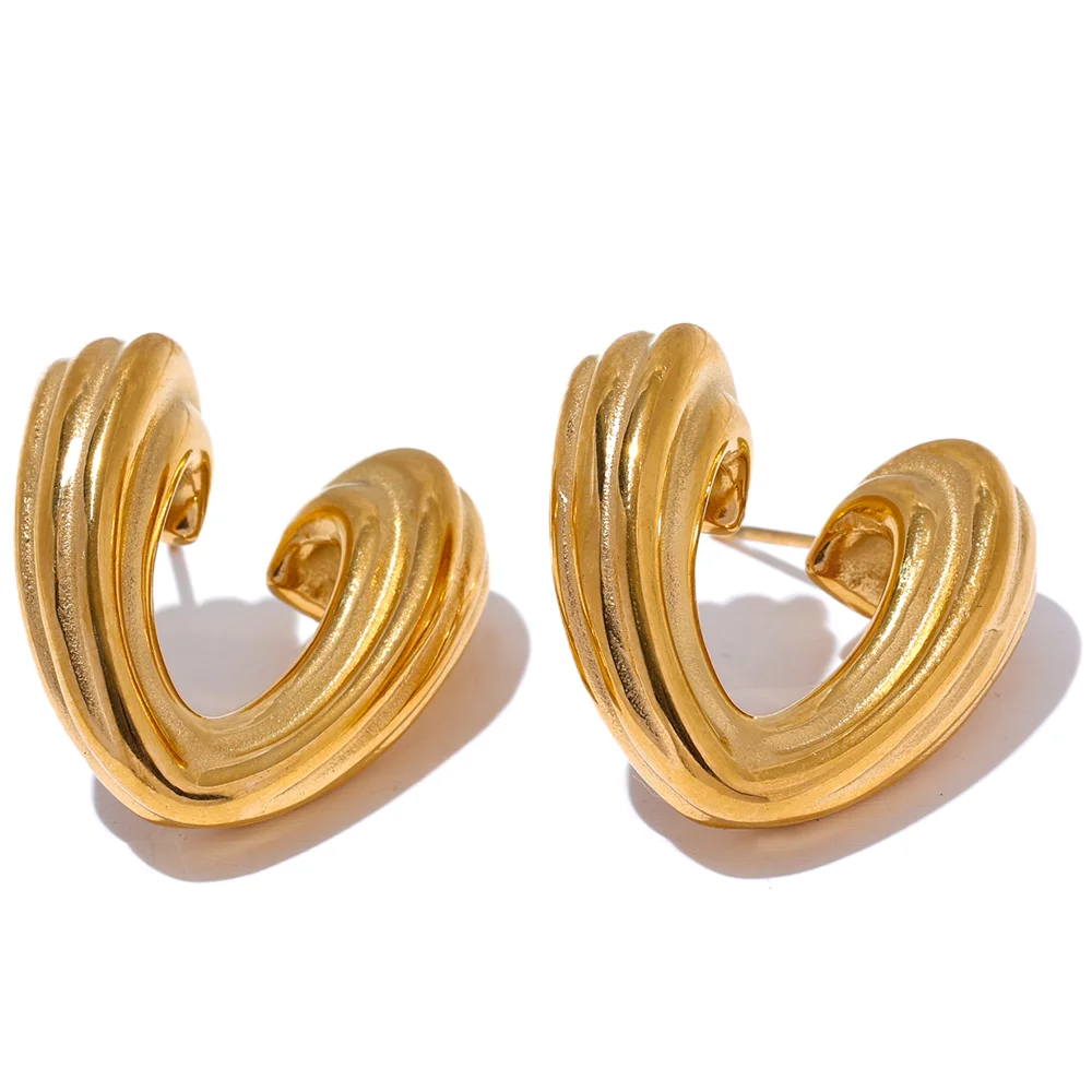 

JINYOU 3043 Fashion Stainless Steel Heart Love Stud Earrings Waterproof Trendy Charm Creative Jewelry Bijoux Attractive Women