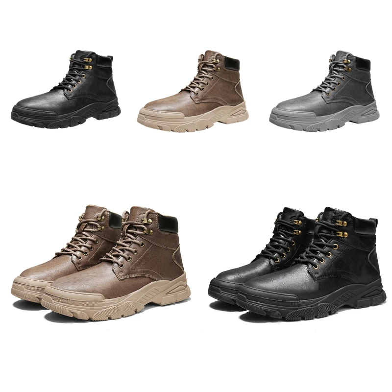 

Dropshipping hiking boots factory lastest canvans men boots fashion big size high top dr martens boots, Apricot black silver