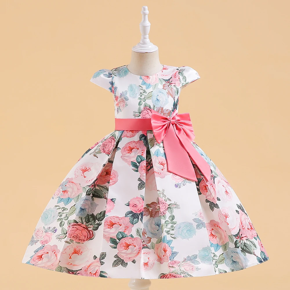 

MQATZ New Design Kids Party Dress Sequin Flower Girl Boutique Children Clothes Printing Floral Dresses Custom
