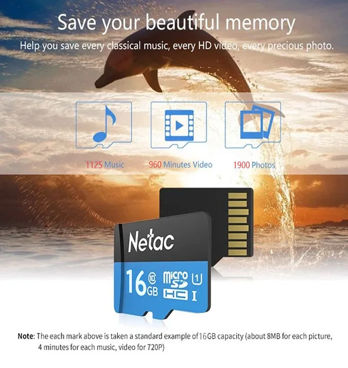 Netac Class 10 U1TF card. 16GB TF Memory Card. Full Capacity MicroSD Card for Mobile Phone - ANKUX.COM