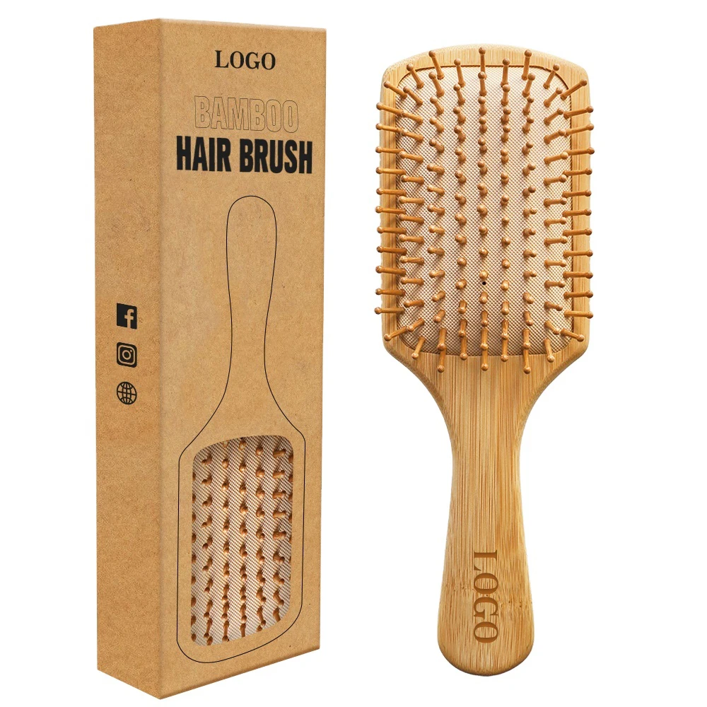 

Best Seller Wholesale Custom Sustainable Reusable Natural Eco Bamboo Paddle Hair Brush